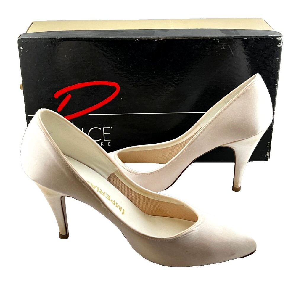 Vtg IMPERIAL Women's 7.5 B High Heels Pale Pink Satin Y2K Prom Fairy USA Made - Picture 3 of 15